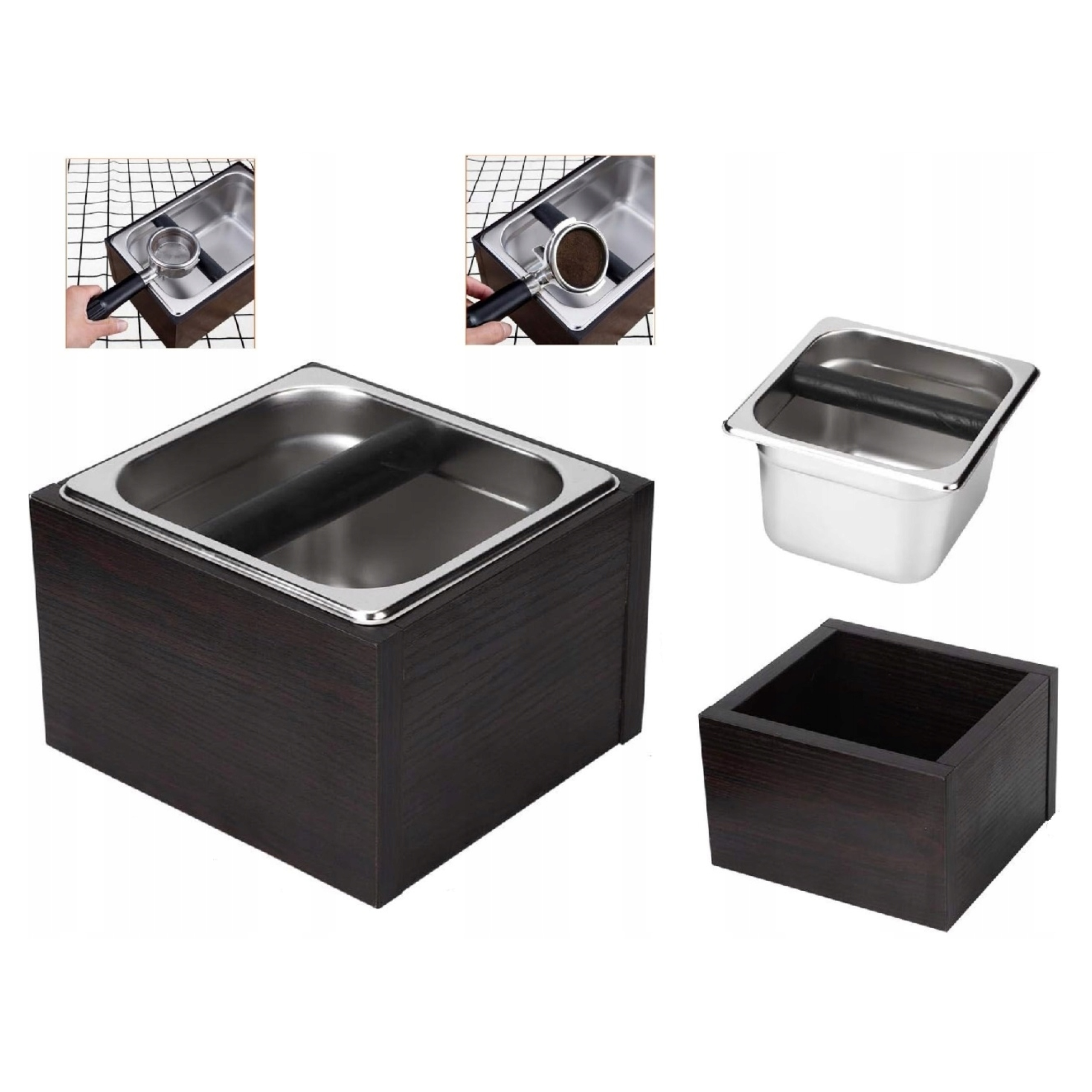 Pojemnik Na Fusy Do Kawy 1,5L Do Kawiarni Stal Nierdzewna Odbijak Knock Box