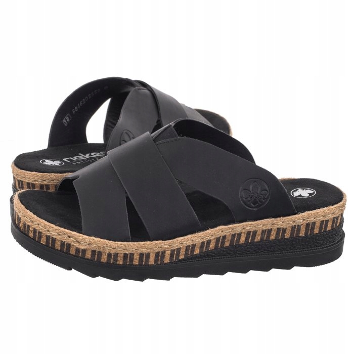 Letní boty Nazouváky na platformě Dámské Rieker Černé V7989-00 Black