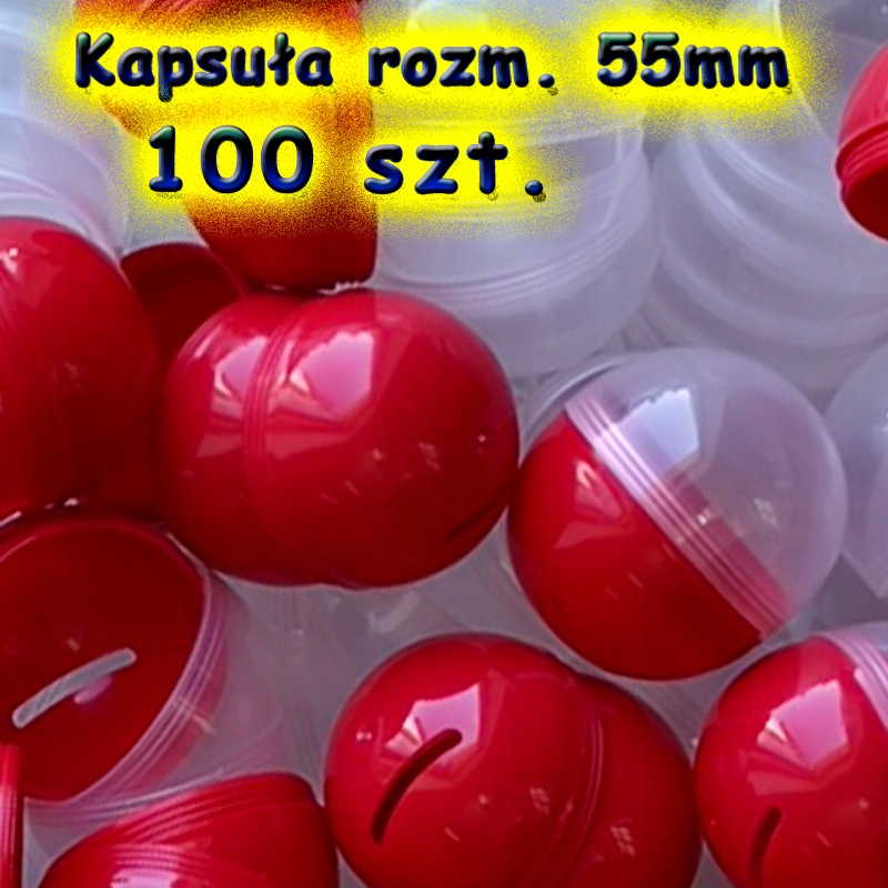 Kapsuła pusta 55mm Czerwona piłka kulka 100szt kapsuły puste kapsułki