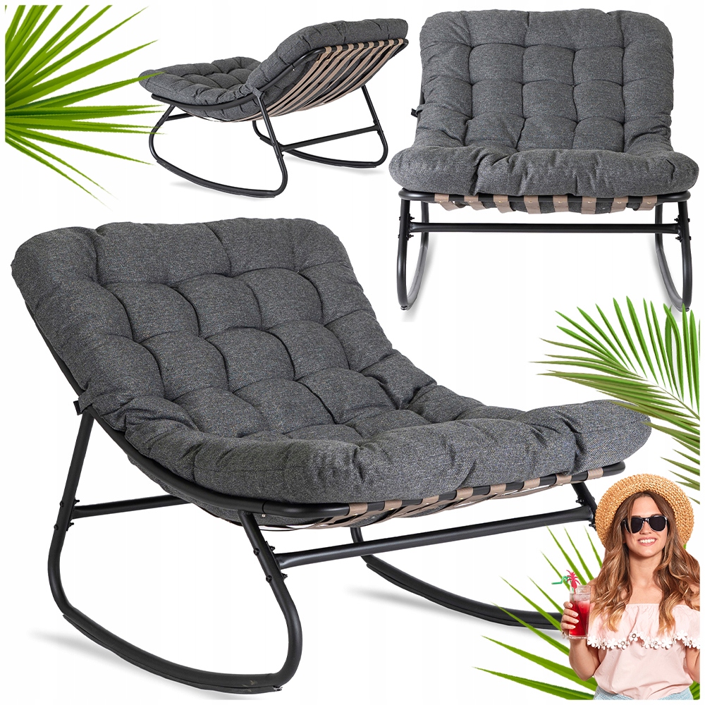 Zahradní houpací křeslo Houpačka pro odpočinek Na Terasu do obývacího pokoje Šedá Aurora