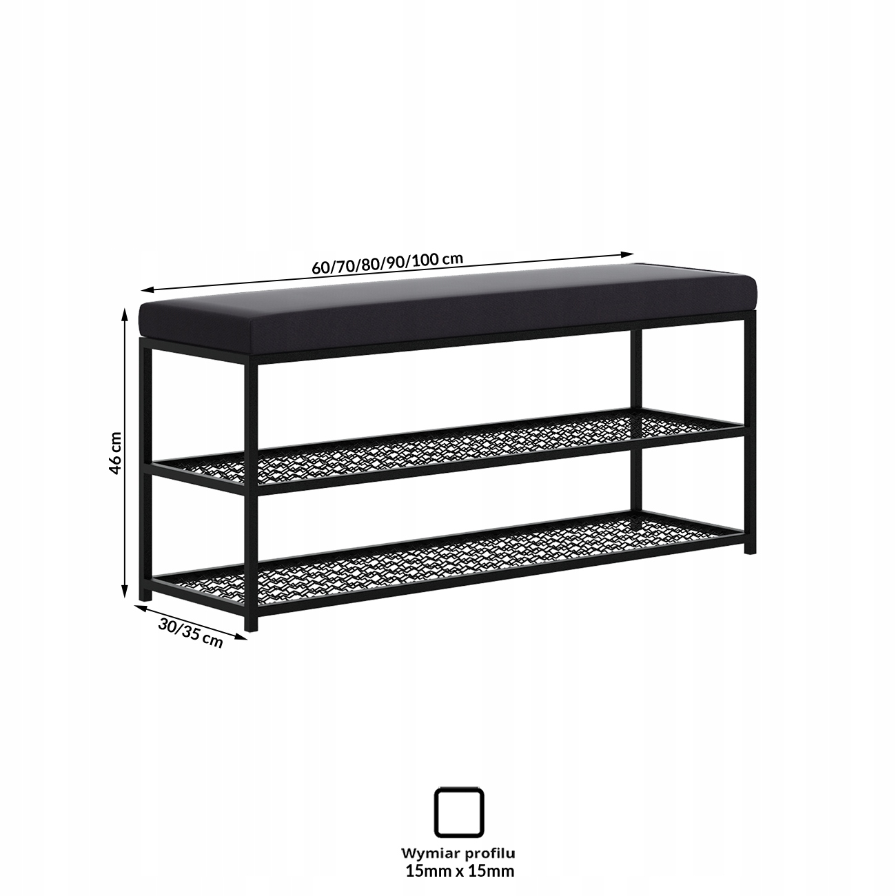 Siedzisko Asa z półką 100x35cm do przedpokoju Kod producenta ASAK01100X35CZARNY