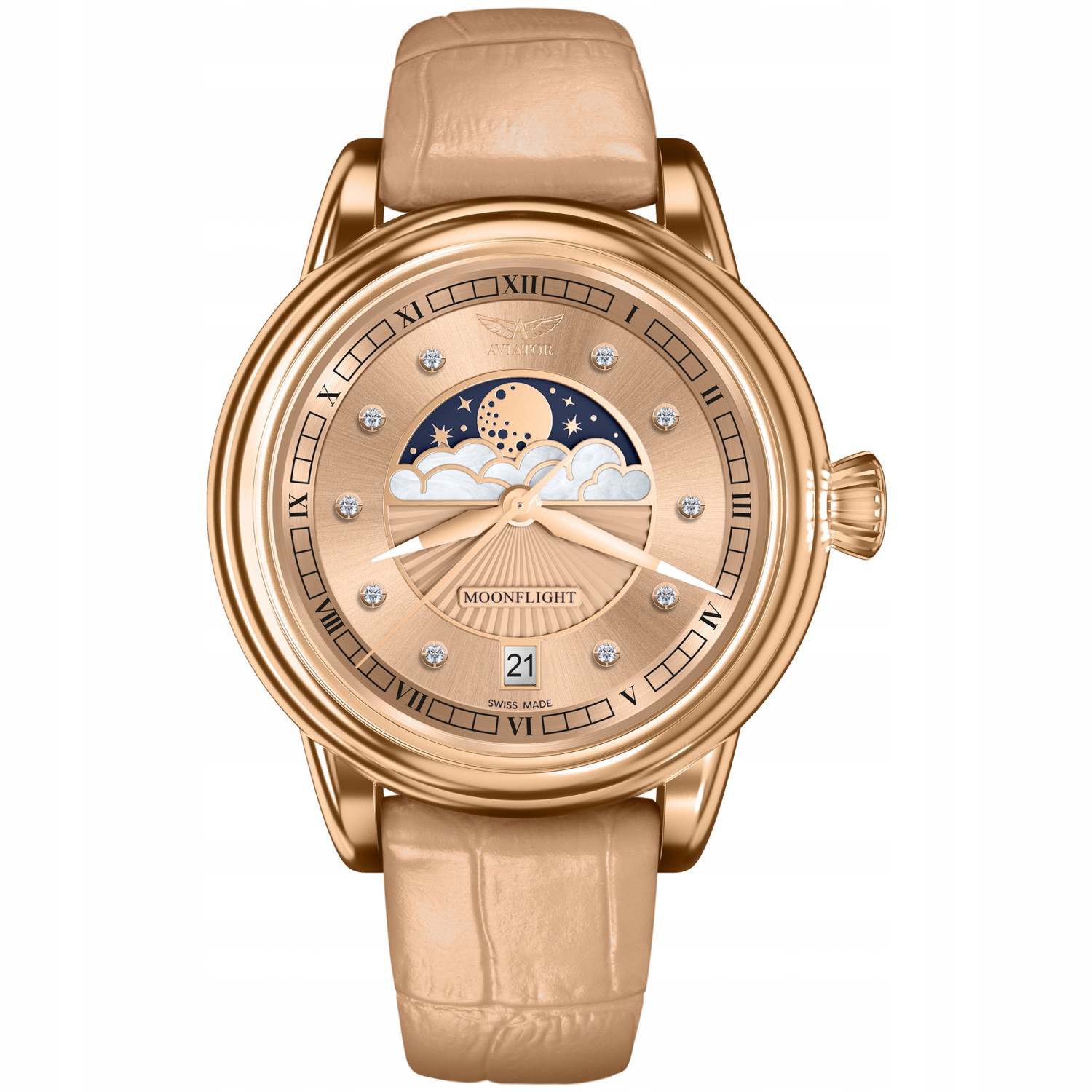 Dámské hodinky Aviator V.1.33.2.383.4 béžové