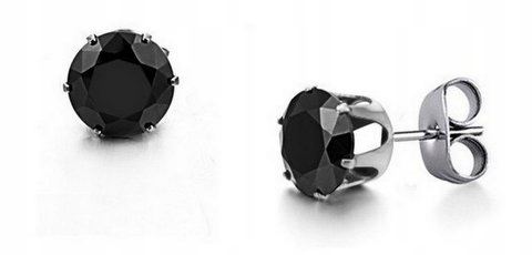 

Kolczyk męski Czarna Cyrkonia Okrągła 6mm 316L