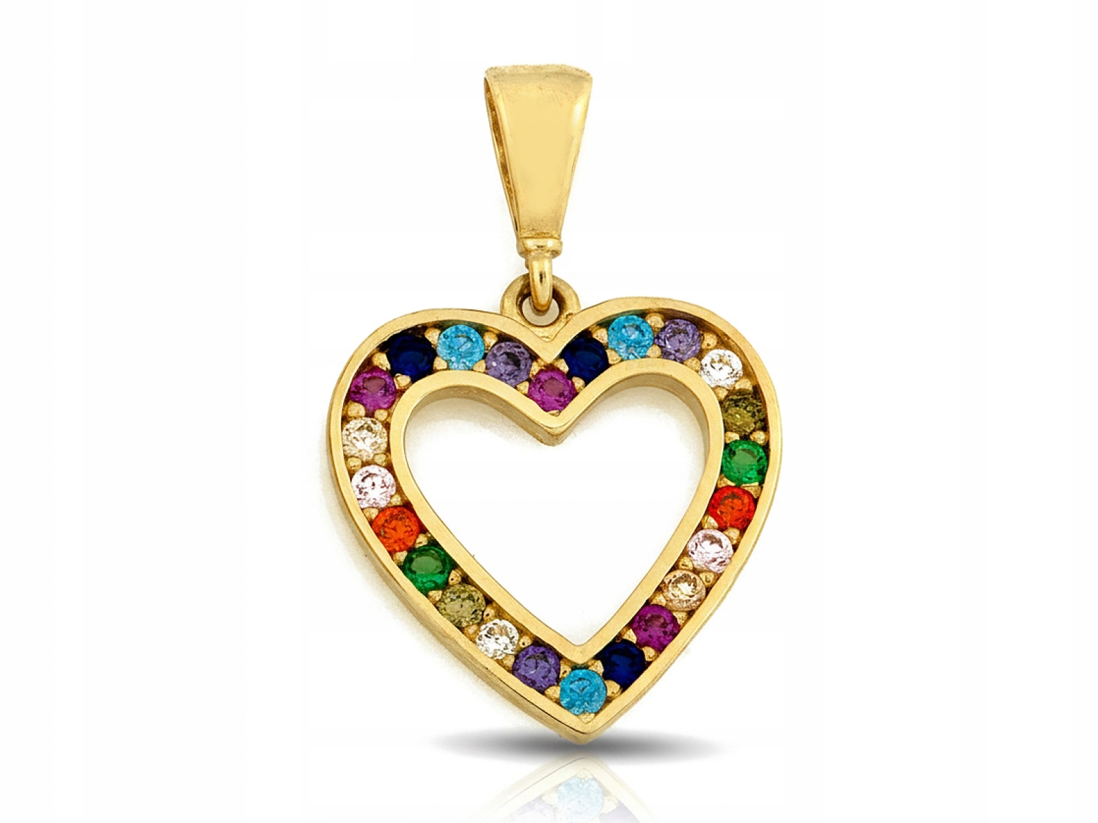 Přívěsek ze zlata ryzosti 585 Srdce s barevnými zirkony Srdíčko 0.94 g