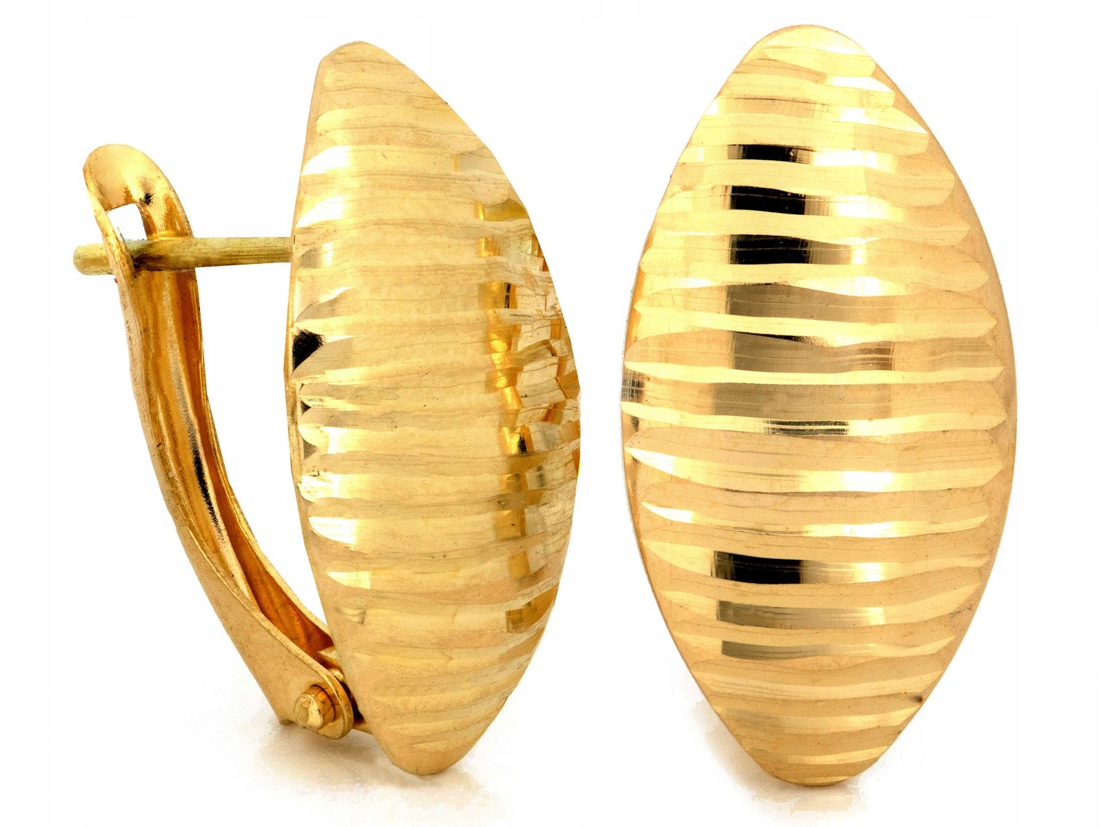 Zlaté náušnice 585 anglické oválné plechy 1.58 g bez kamenů jako dárek