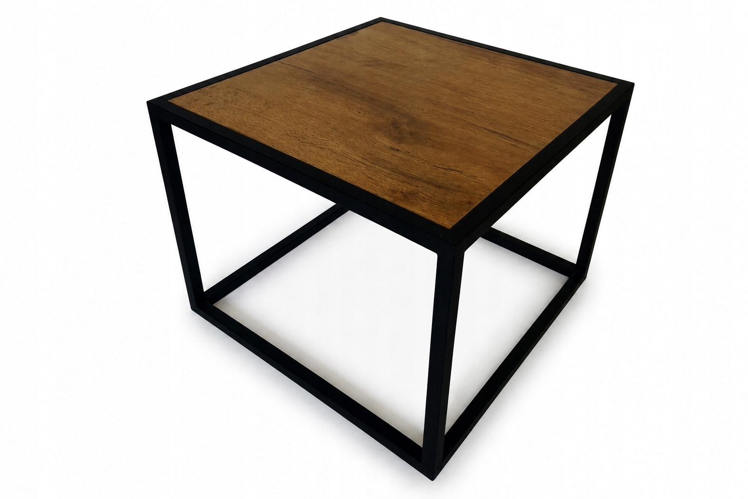 Kávový Stolek 50x50x50 loft Alu dub Barva Desky Na Výběr! Zapuštěná deska!