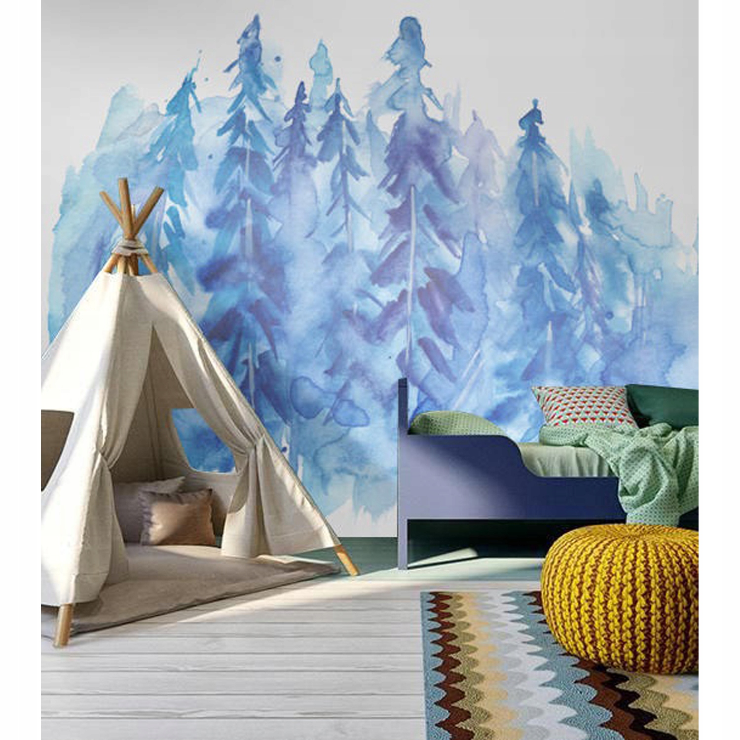 

Tapeta ścienna Akwarelowe zimowe drzewa 250x250 cm