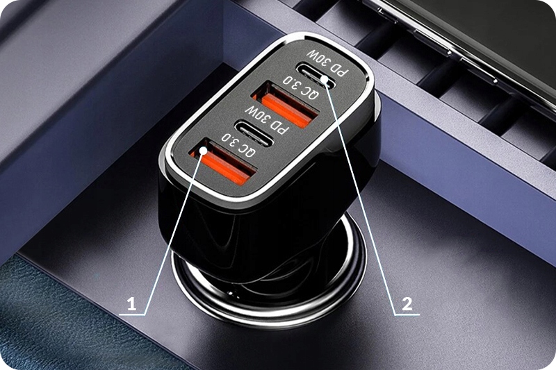 SAMOCHODOWA ŁADOWARKA USB QC PD 2x USB A, 2x C 60W KABEL NYLON COMBO 5W1 Producent Webski