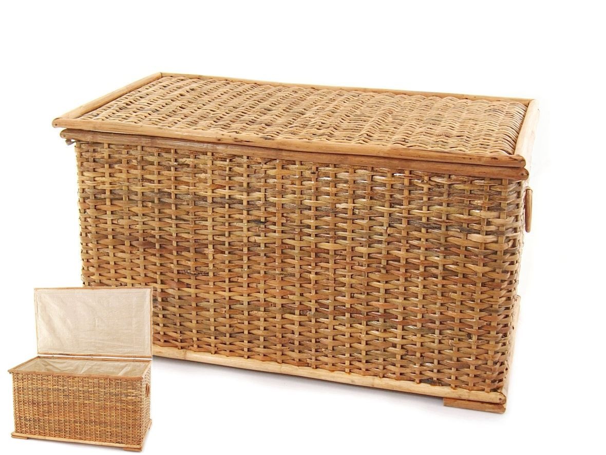 duża Skrzynia Kosz Kufer na Bieliznę Pranie naturalny rattan 70x39x39 cm