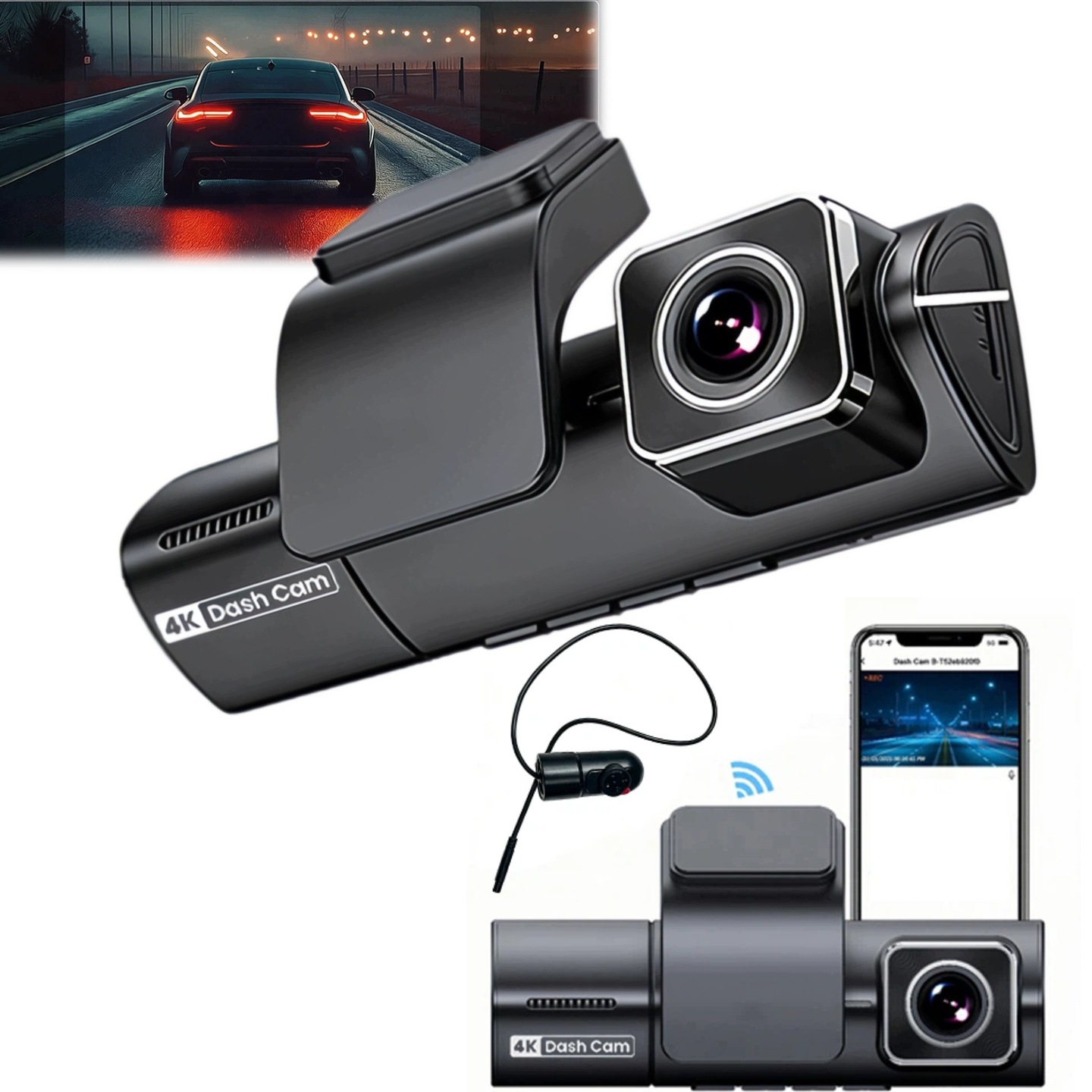 Kamera Automobilová Videorekordér 4K Uhd 3KAMERY Gps Wi-fi Kamera Couvání