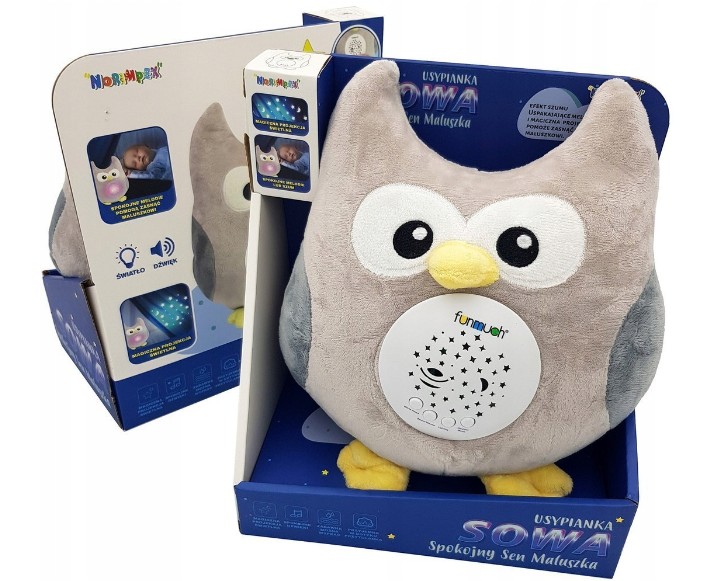 MIŚ Projektor SOWA kołysanki dla niemowląt POZYTYWKA USYPIACZ PL Marka NORIMPEX