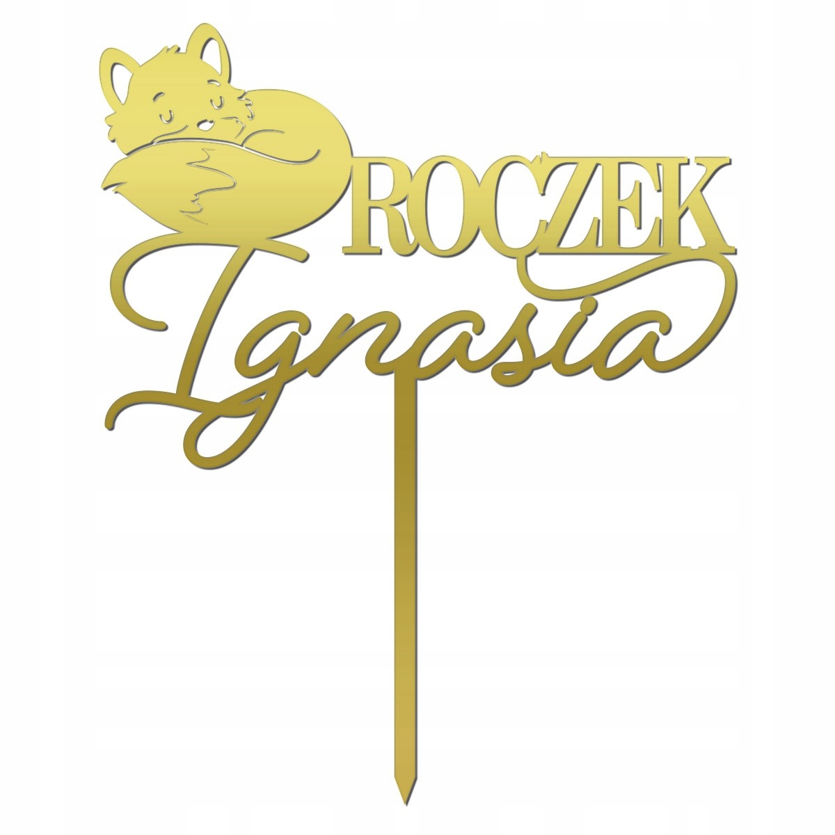 TOPPER NAPIS TORT DEKORACJA LIS LISEK ROCZEK złoty Kolor złoty