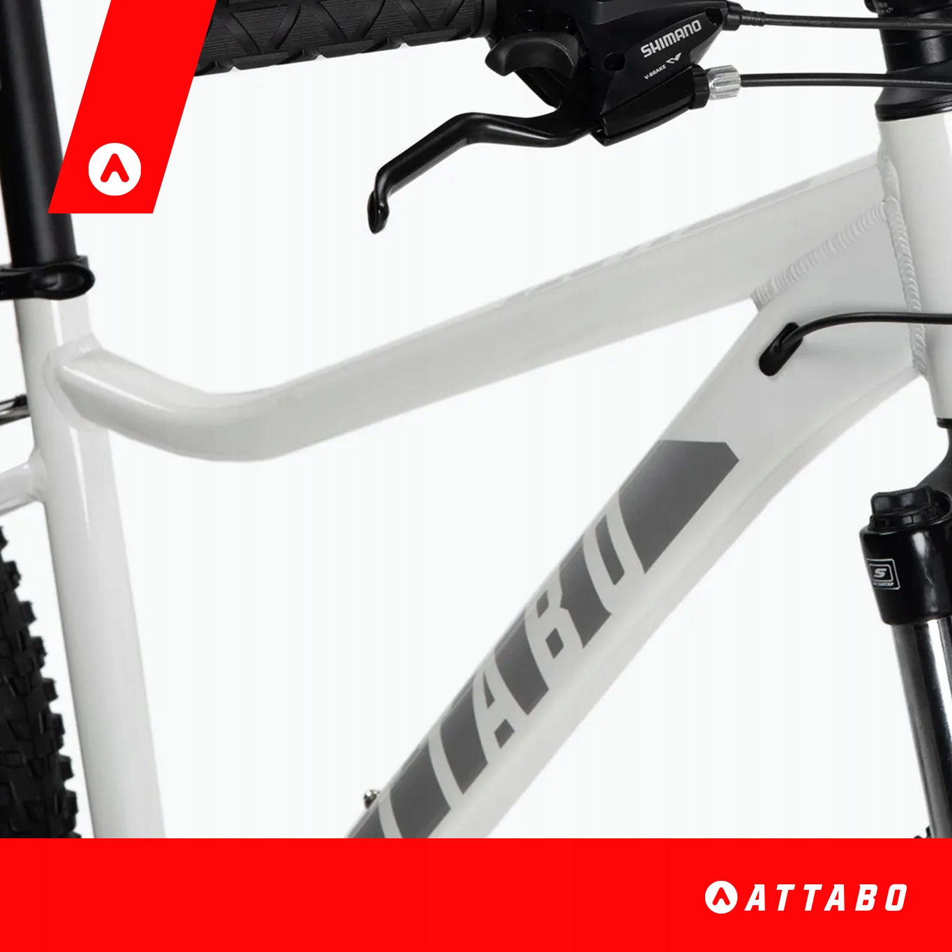 Rower górski damski ATTABO ALPE 1.0 biały 19" Aluminiowa rama Amortyzator Marka Attabo
