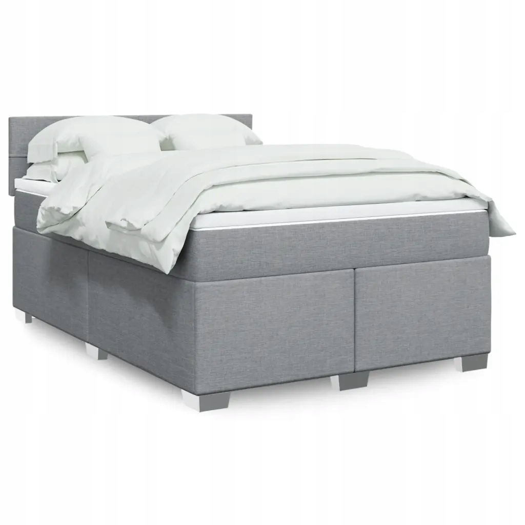 Box spring postel s matrací světle šedá 140 x 190 cm textil Šedá 3285883