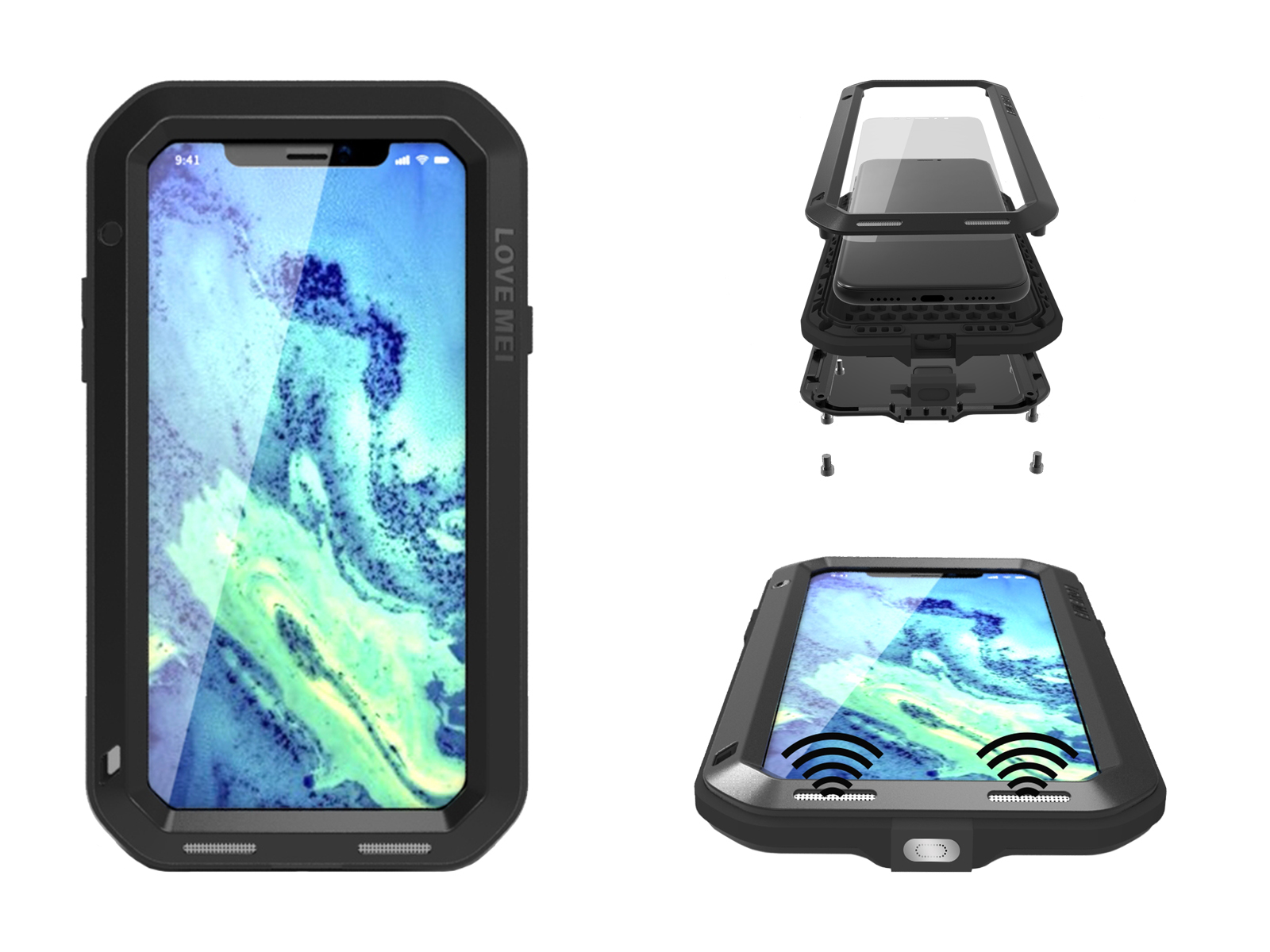 

Love Mei Power Pancerne Etui IP68 Do Iphone X/xs
