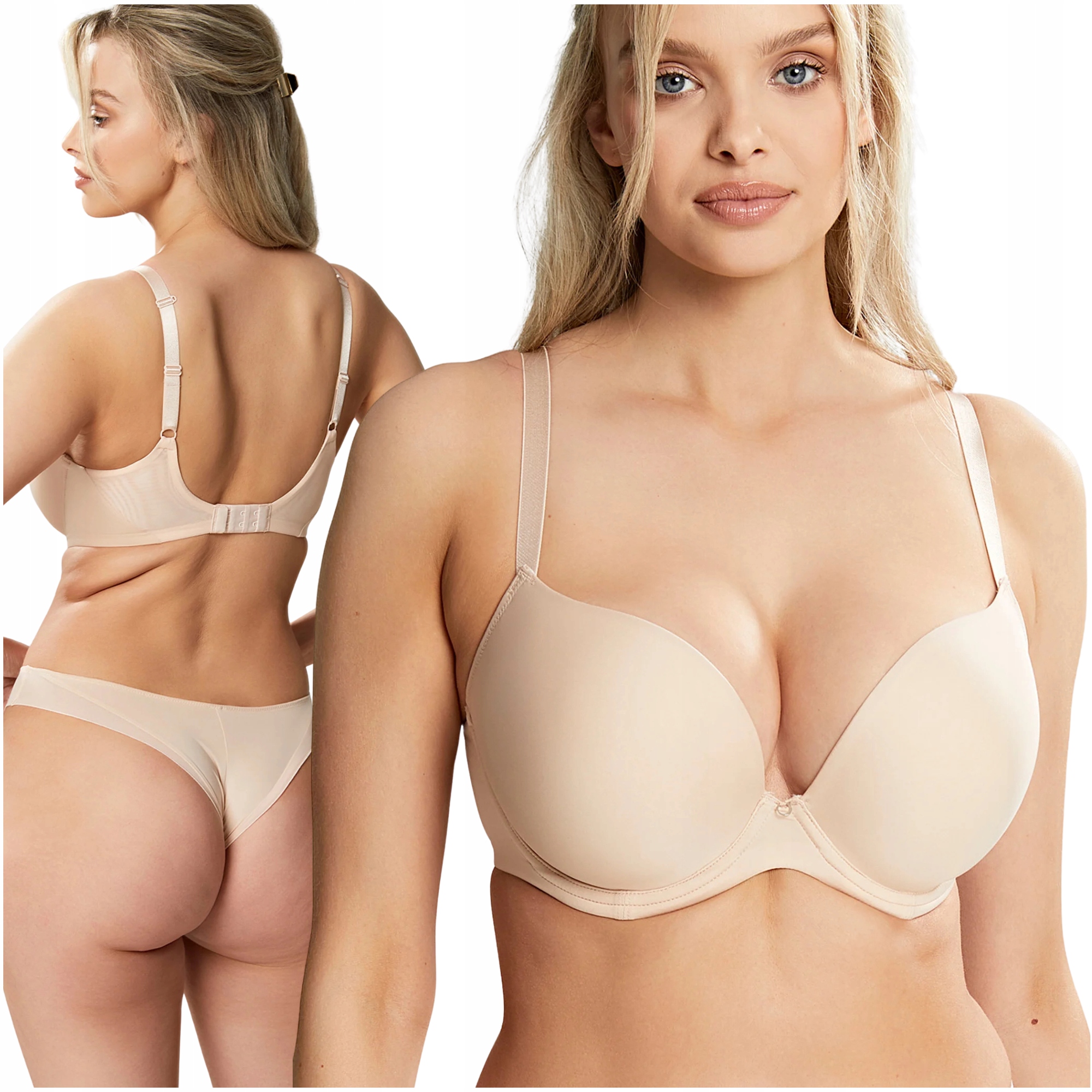 Podprsenka vyztužená hladká béžová plunge Cleo Panache Faith 32F/70G