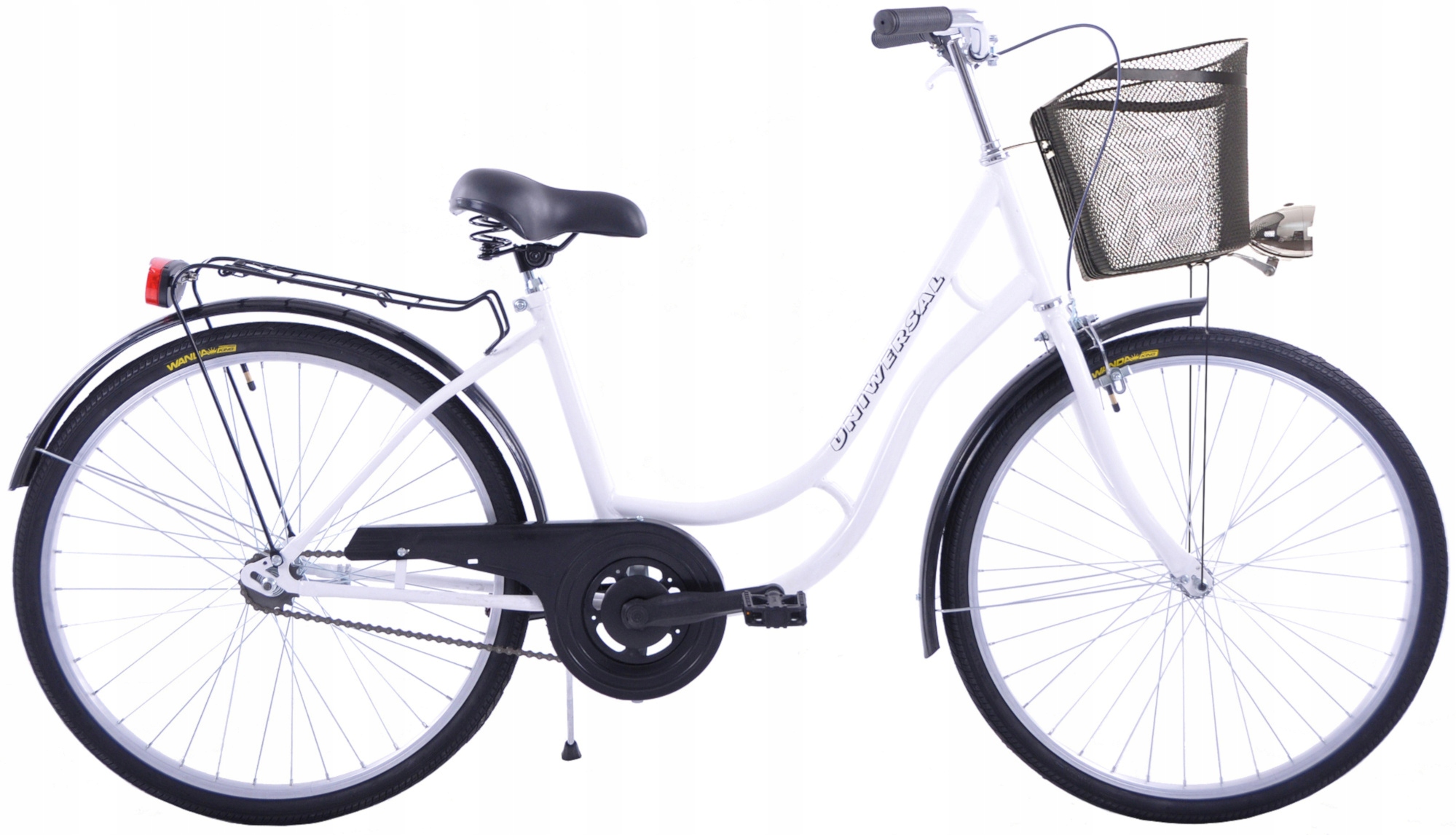 Rower Damski Damka Męski Miejski Retro Uniwersal 26 Kosz Biały
