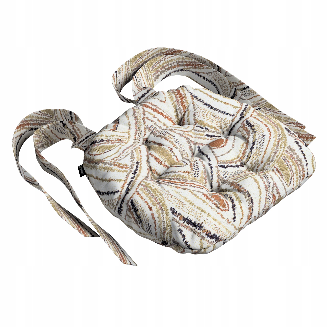 Polštář na židli Marcin 37x40 s olivově oranžovými oblouky na krémovém pozadí