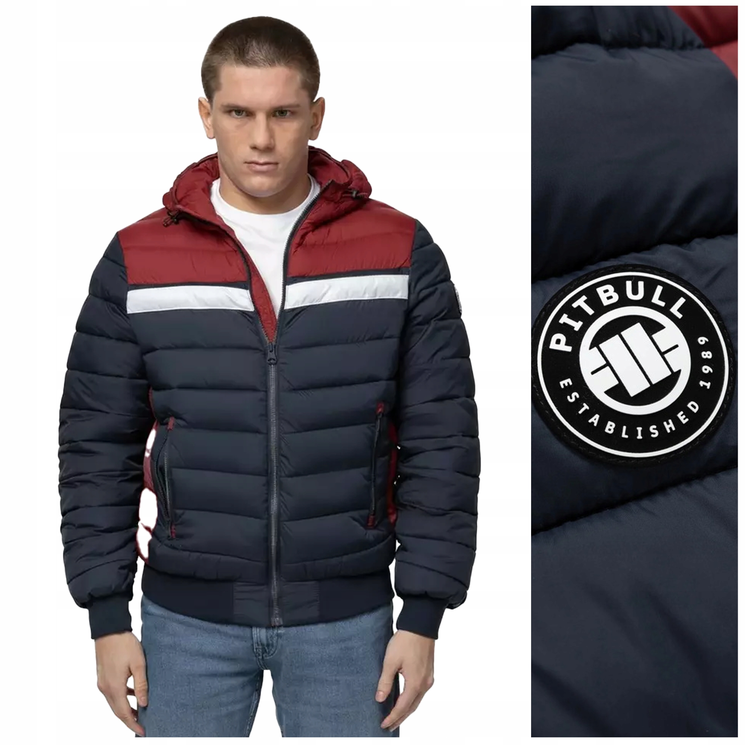 Zimní bunda prošívaná s kapucí Pit Bull „rubio“ vel. S, tmavě modrá