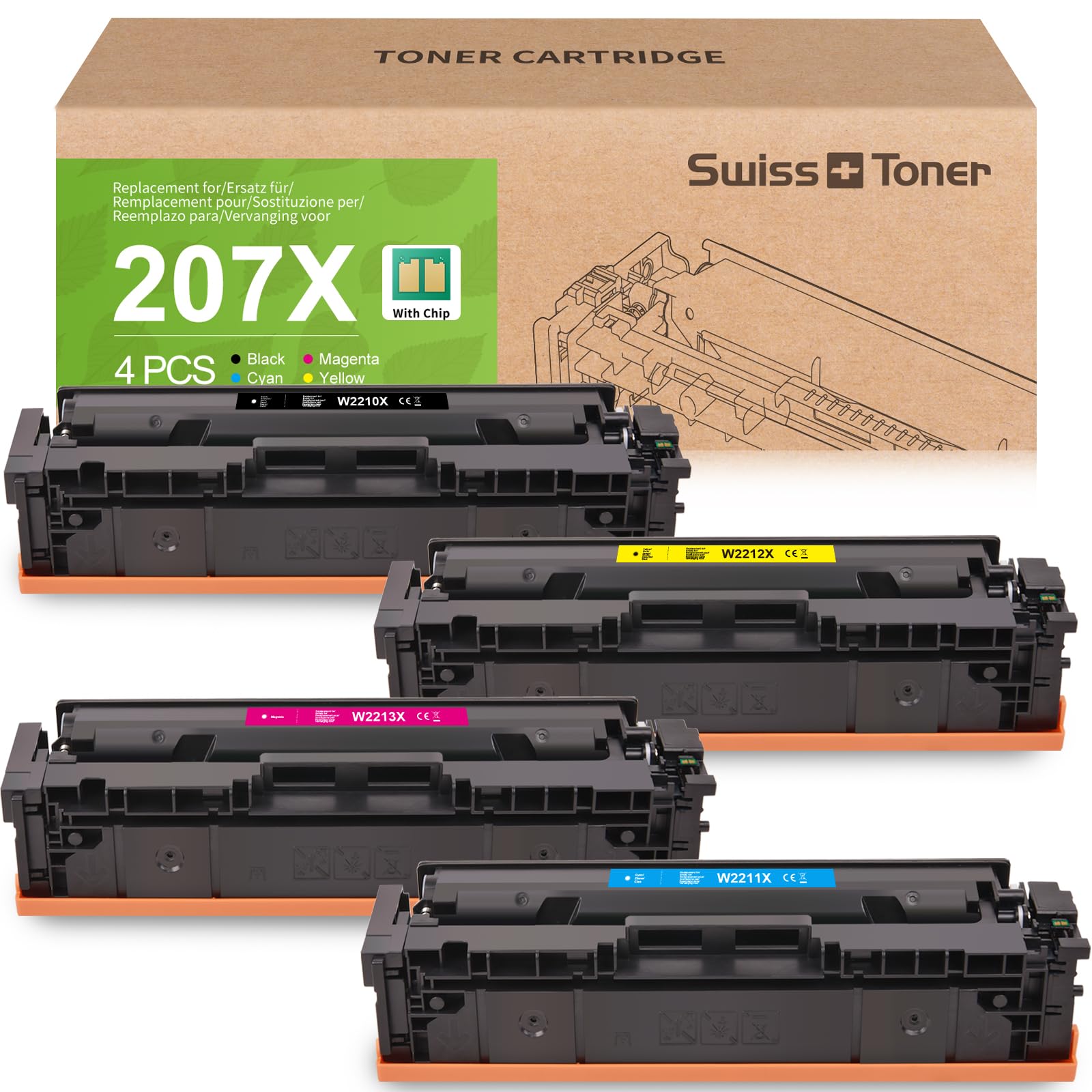 Swiss Toner Kompatibilní s Hp 207X W2210X Color Laserjet Pro Mfp