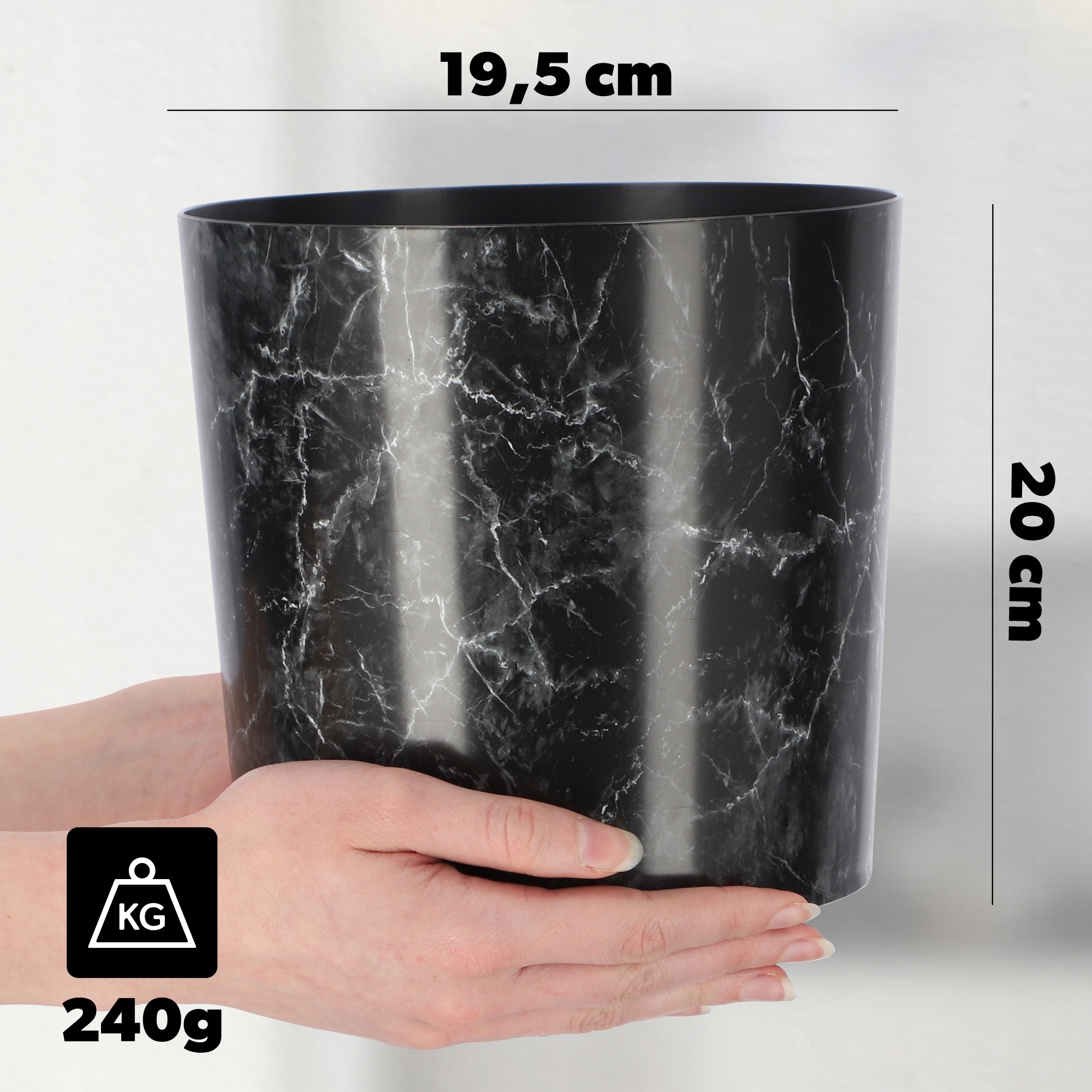 DONICZKA OSŁONKA NA DONICZKĘ CZARNY MARMUR 19x20cm Marka Kadax