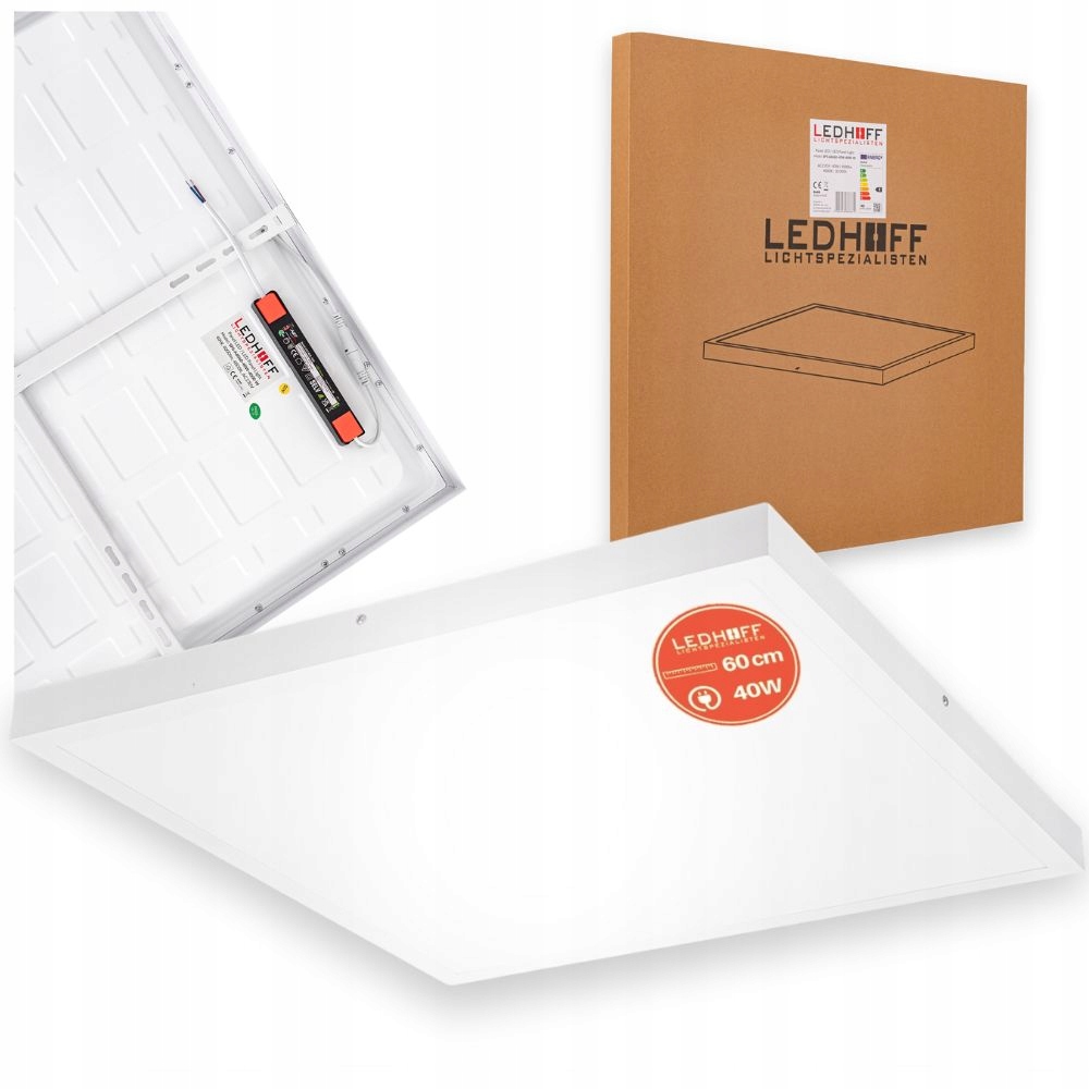 Panel natynkowy Led Plafon Lampa 60x60 40W 4800lm kwadratowy Biały do biura