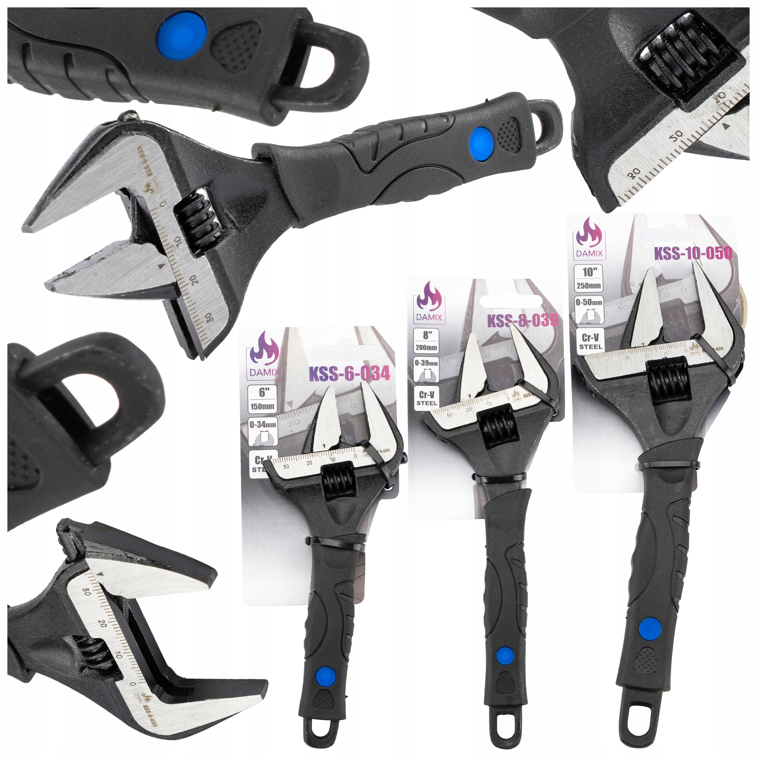 Stavitelný Klíč Nastavitelný Francouzák Pro Trubky Univerzální 6" 8" 10" Sada 3 Ks