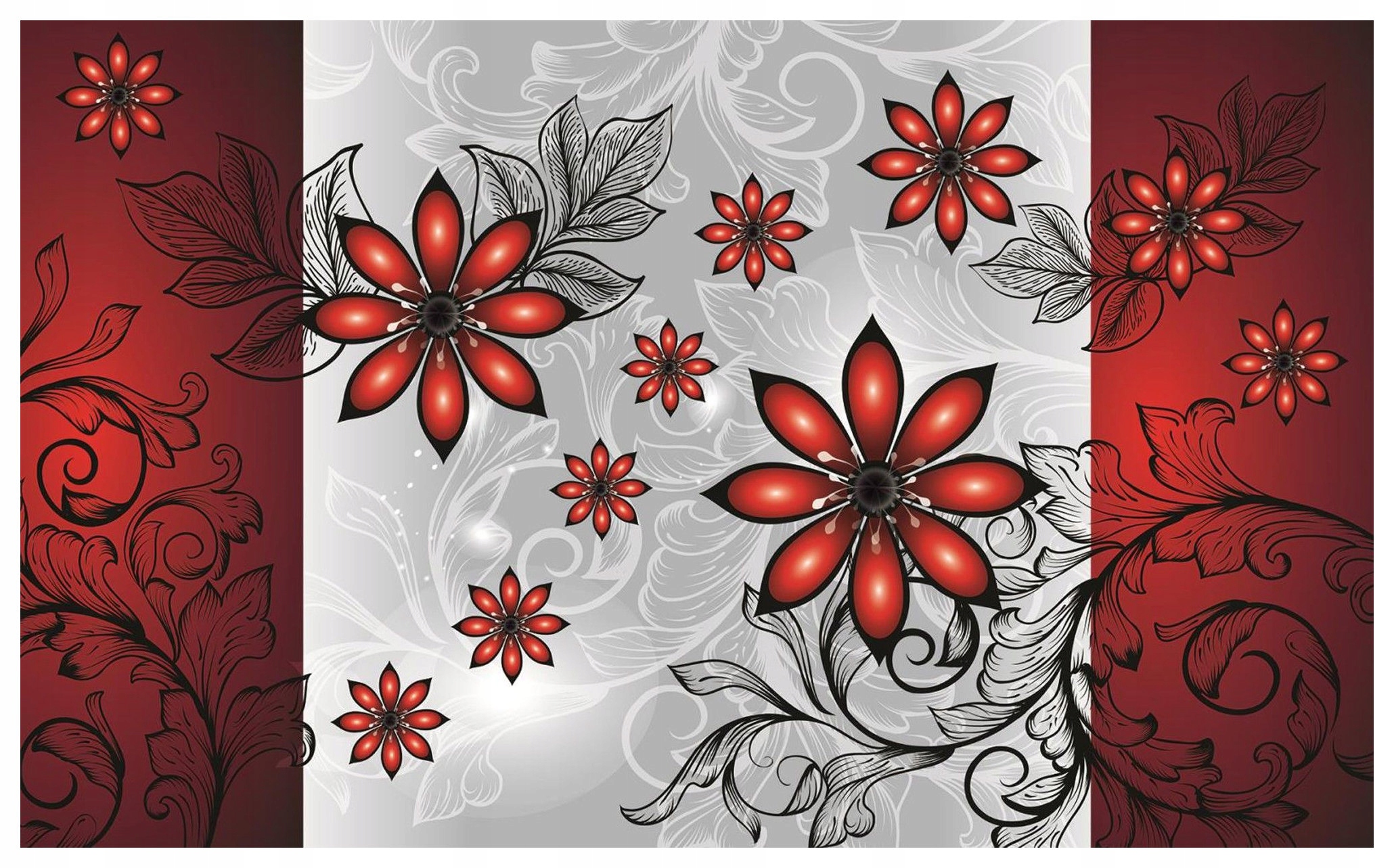 Fototapeta Červené Kvety na čiernom pozadí, moderný štýl 312x219 lepidlo