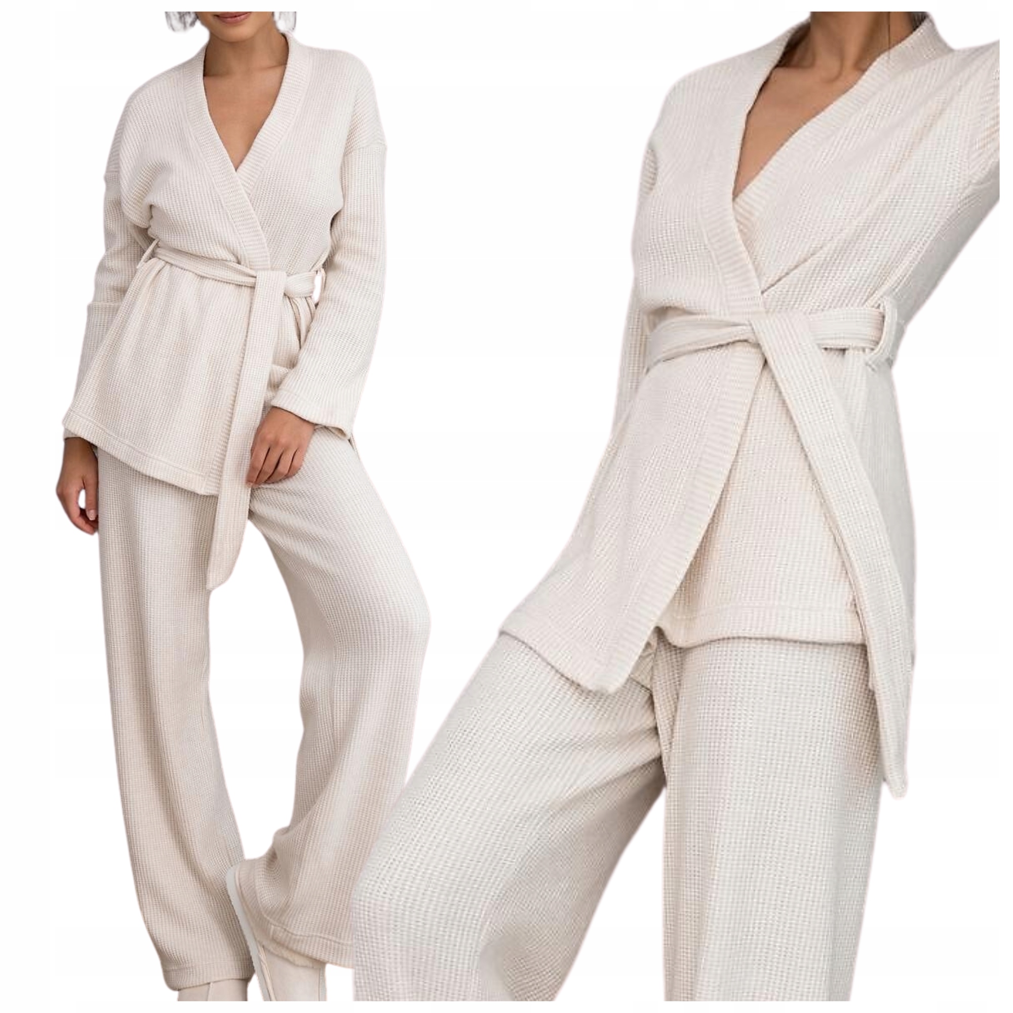 Dámský pletený set teplákovka homewear pyžamo Sensis Journey béžová L/XL