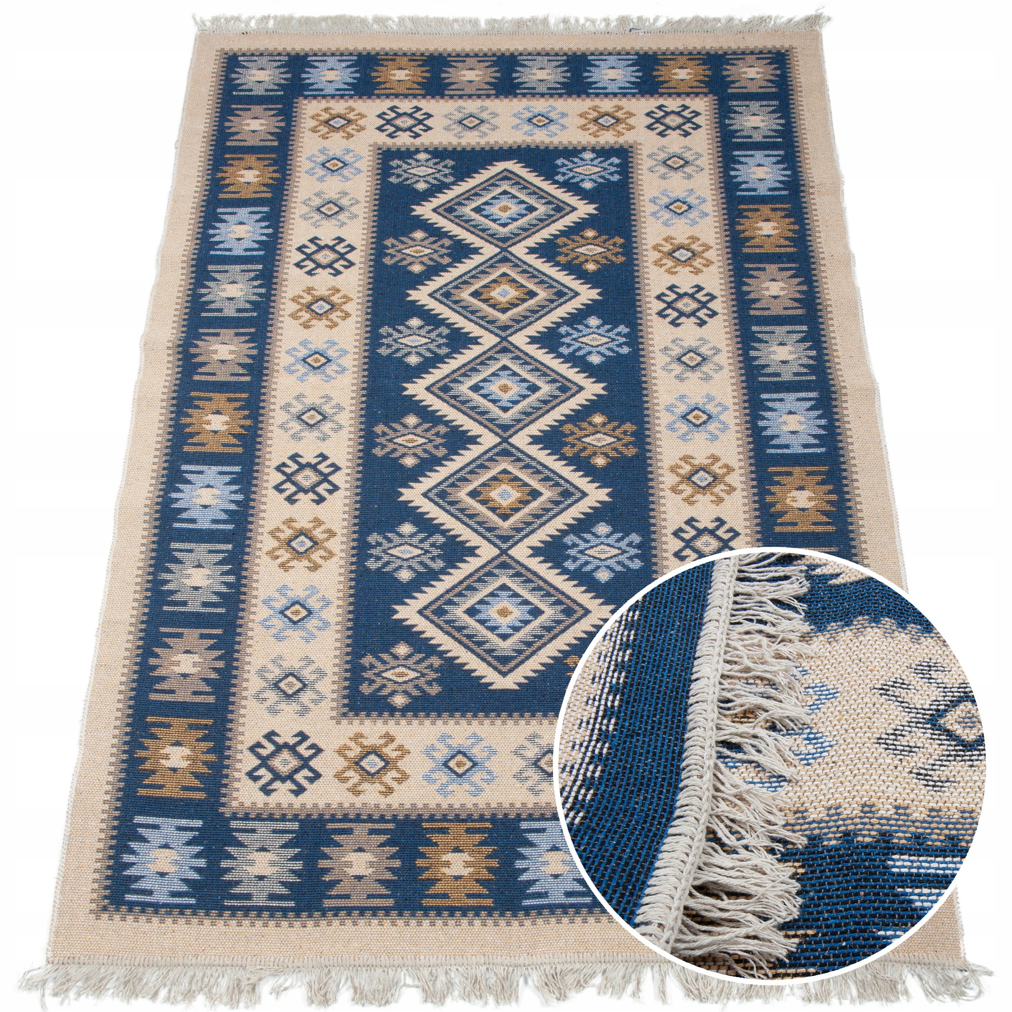 

Dywan kilim tkany dwustronny wzór 120x180 granat