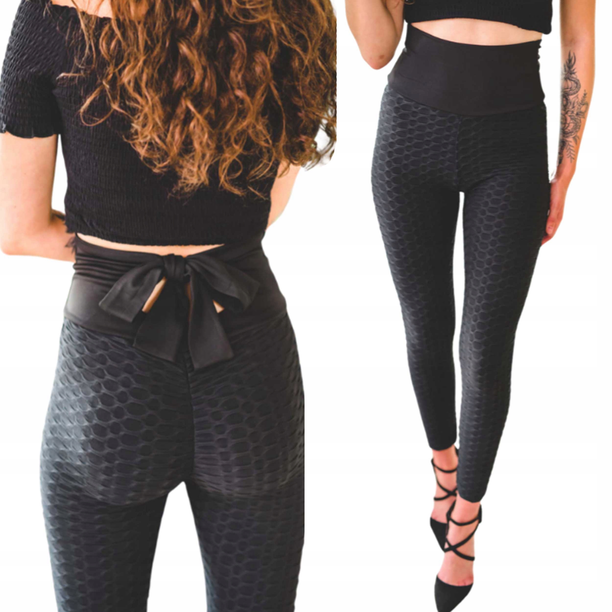 

Elastyczne czarne legginsy damskie push stan L/XL