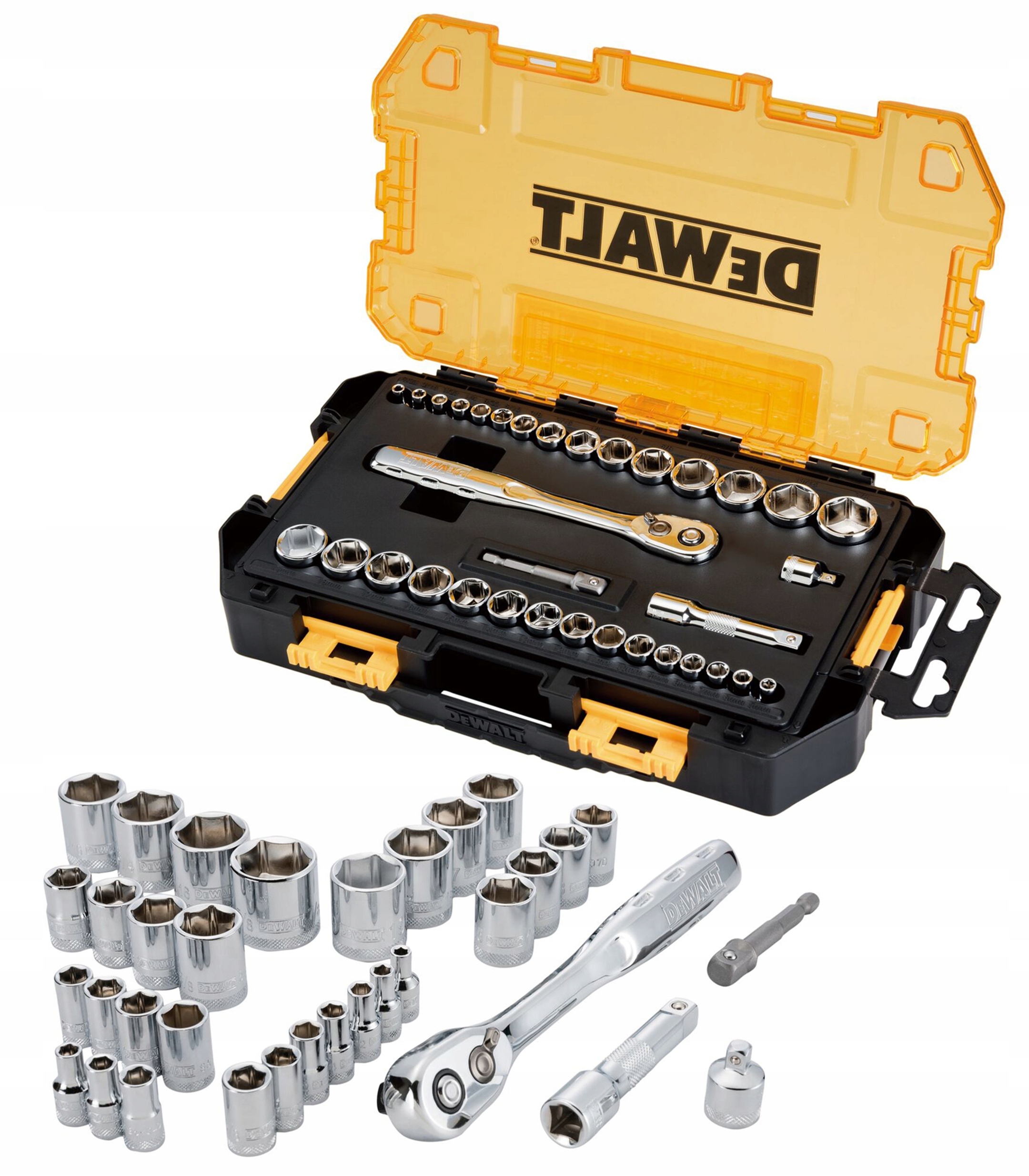 Zestaw nasadek 34szt 1/4" 3/8" grzechotka 72z DeWalt DWMT45034-0