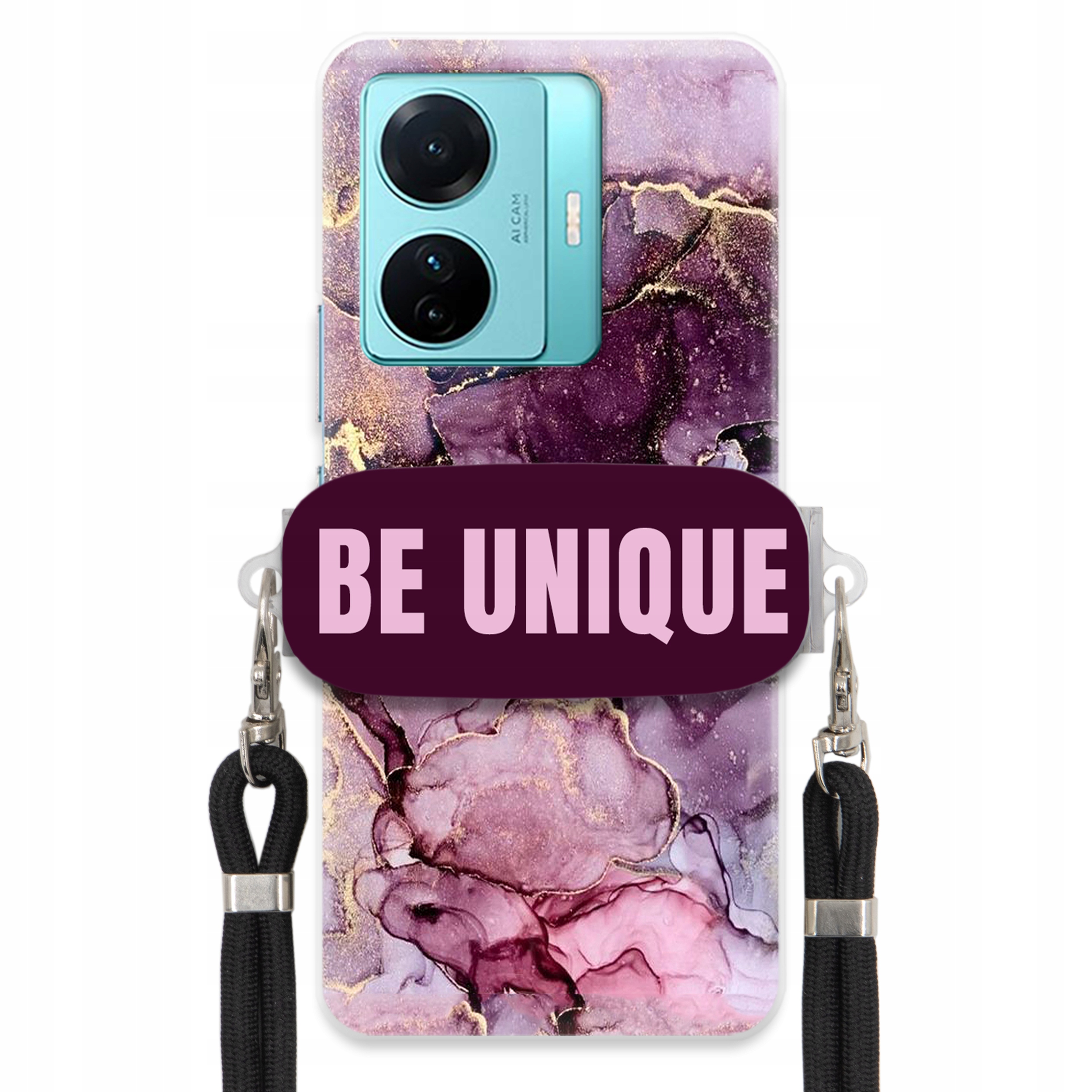 Prémiové puzdro pre Vivo S15 E Case držiak na šnúrku Čierny fialový mramor