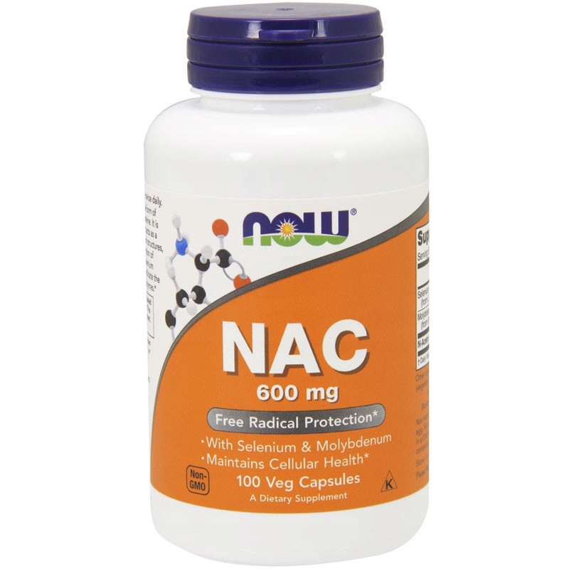 NAC 600 mg selen + molibden 100 kaps NOW FOODS