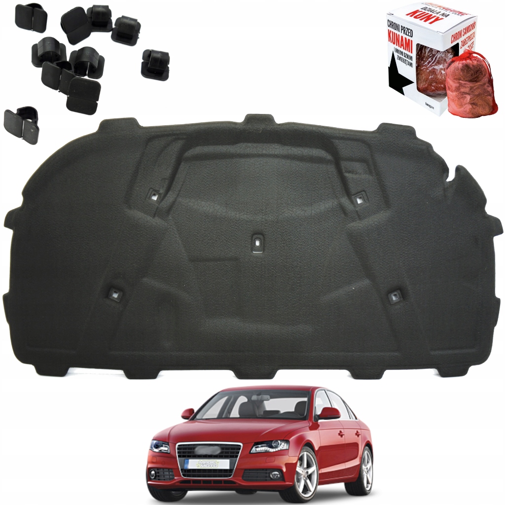 Ztlumení masky Izolace podbití Audi A4 B8 07-15r Odpuzovač Spinky