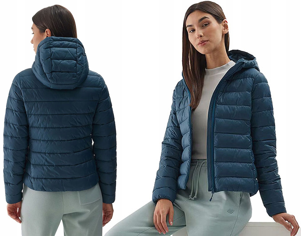 4F Dámská Pikovaná Péřová Bunda S Kapucí Podzim Zima vel. S