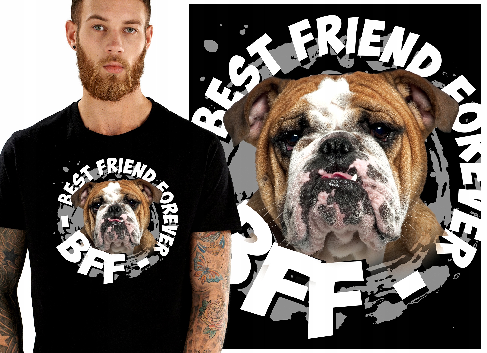 

Bff Bulldog Owczarek Bokser Koszulka Męska XL