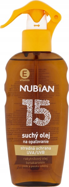Nubian Of 15 Sprej suchý olej na opalování, 200 ml