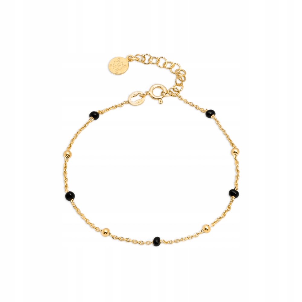Bransoletka pozłacana Ania Kruk złota kulki czarna emalia srebro 925