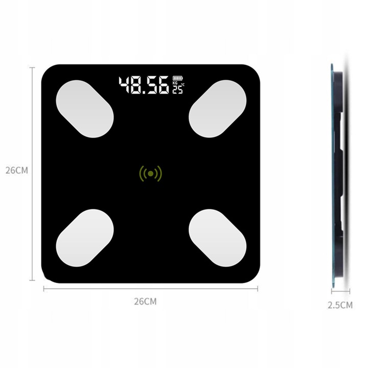 WAGA ŁAZIENKOWA ELEKTRONICZNA ANALITYCZNA BLUETOOTH DOKŁADNA SMART 25W1 Materiał obudowy szkło