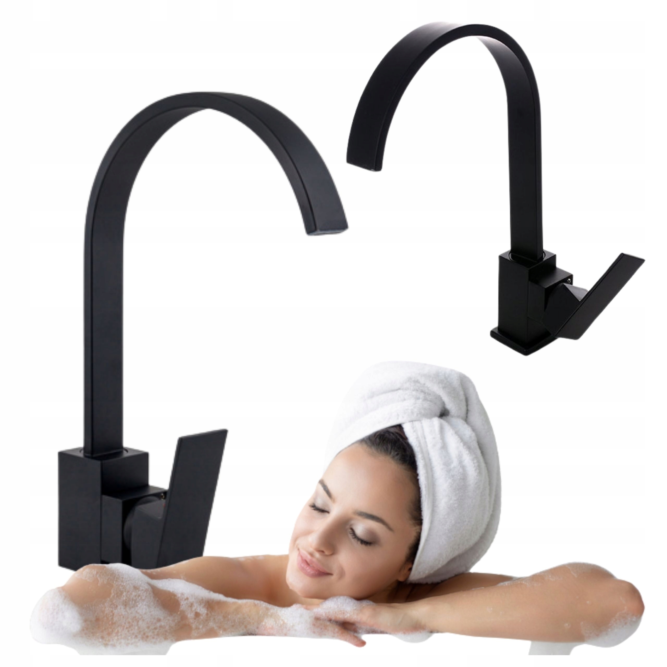 Umyvadlová Baterie Puro Černá, Vysoká, Stojánková, Otočná Výtokové Ramínko S Perlátorem