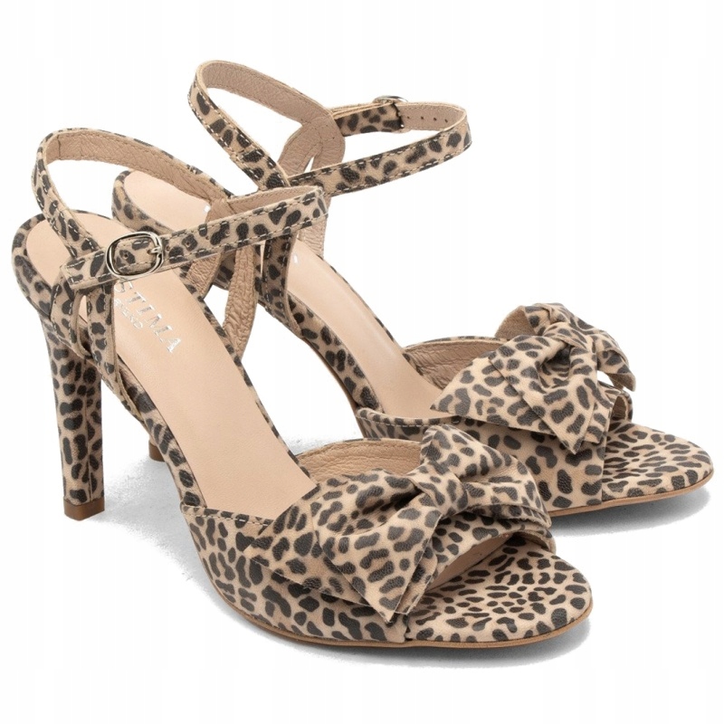 Dámské sandály na podpatku Ryłko 9DG36_R3 __hbf béžová Kůže VEL.39