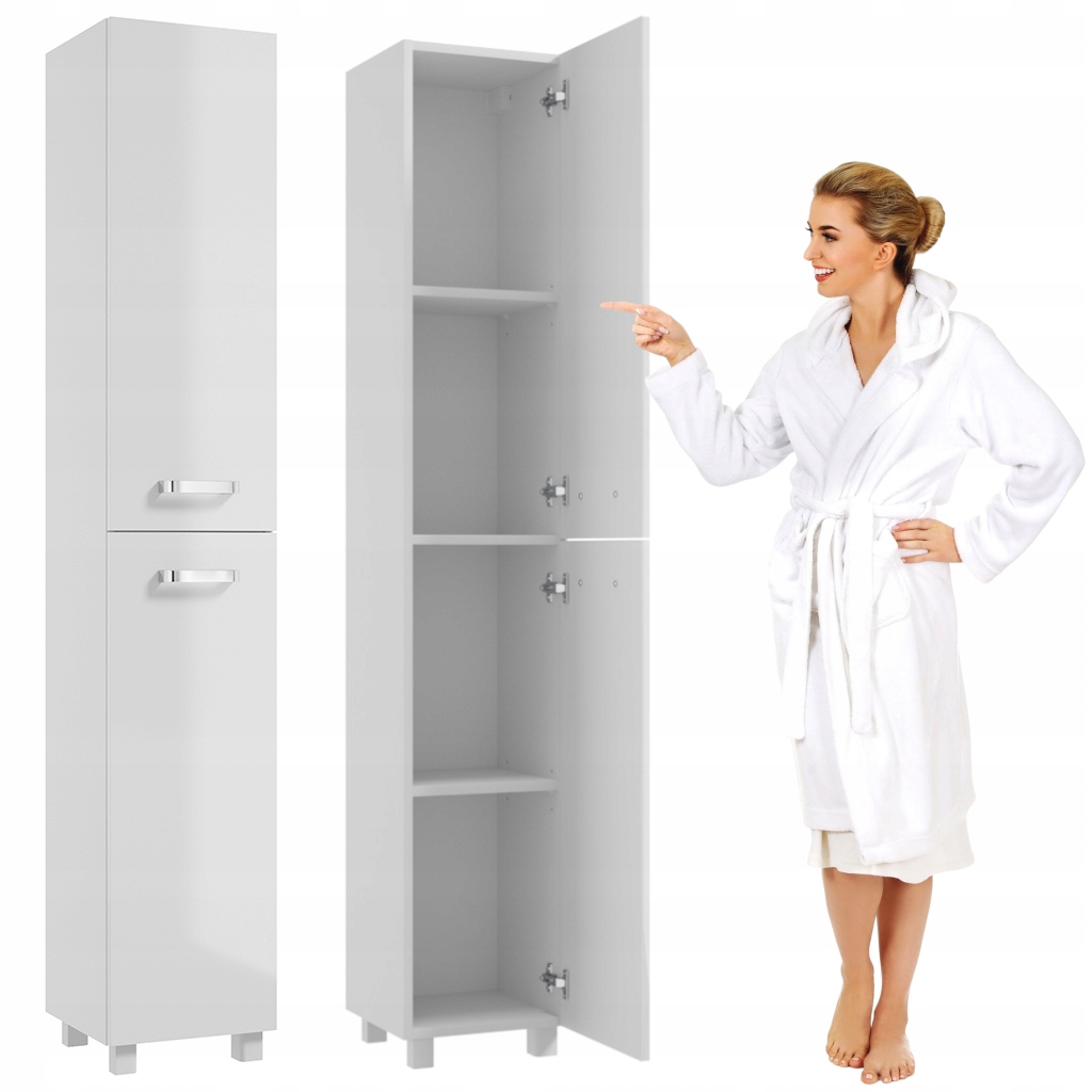 Stojanová sloupková skříňka Nevada C30 se 2 dveřmi 170 cm, bílý lesk