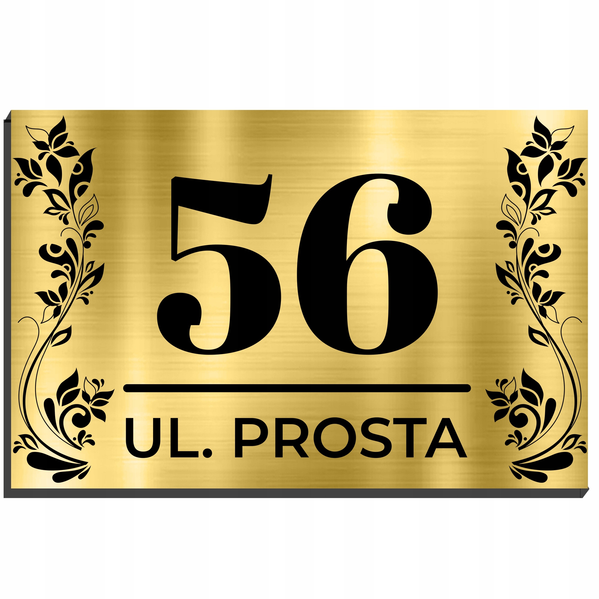 TABLICZKA Z NUMEREM NA DOM 32X21 ZŁOTY INDYWIDUALNY NADRUK