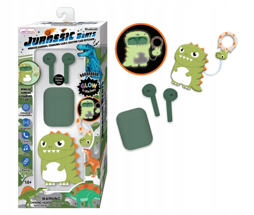 Bezdrátová sluchátka Dinosaurus pouzdro