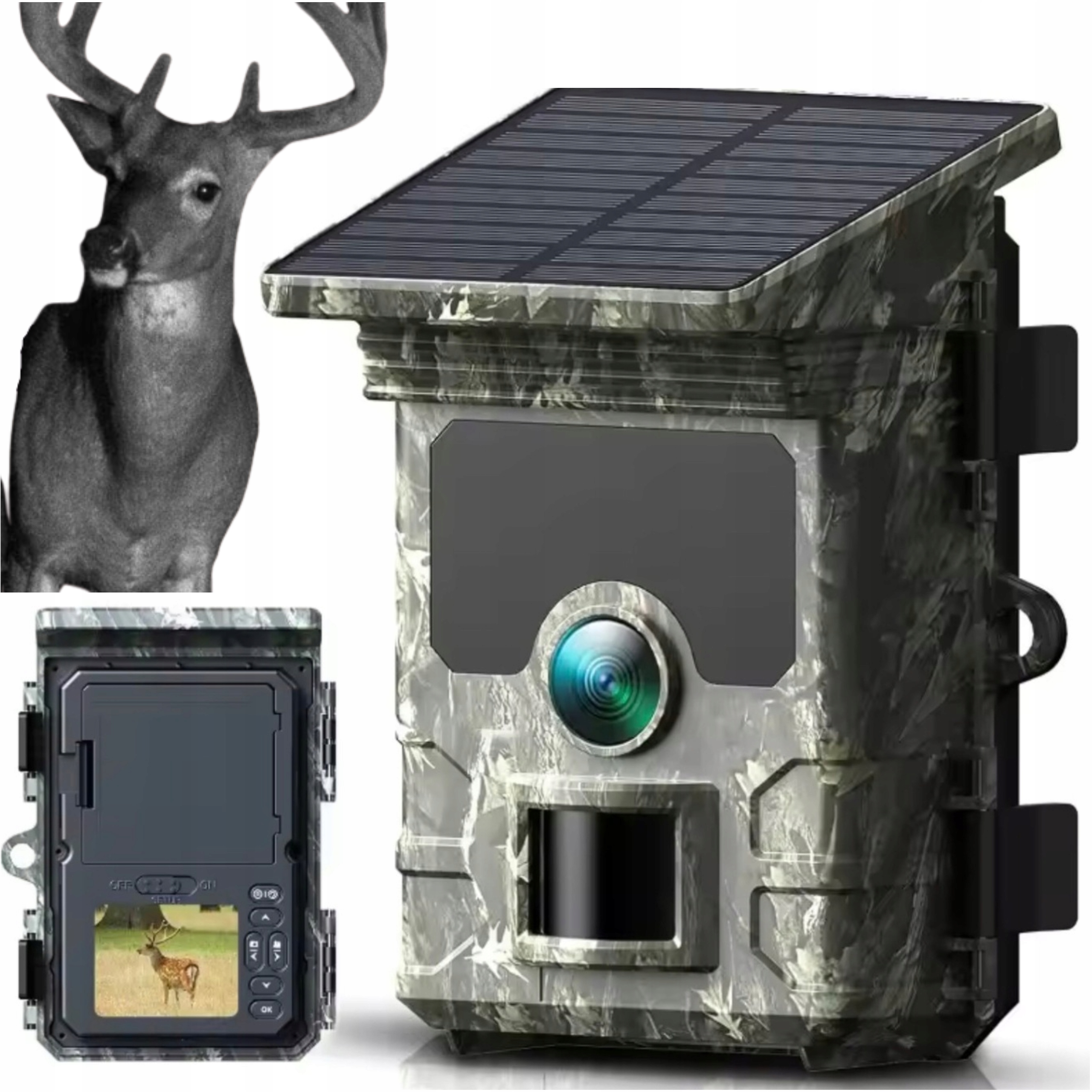 Solární fotopast Lesní kamera Ir 4K 30FPS 30MP Monitorování 120 stupňů 20 m