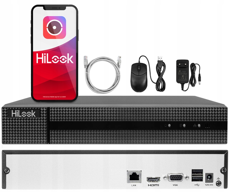 Rejestrator IP do kamer Hikvision / HiLook NVR-4CH-4MP do 6 Mpx aplikacja