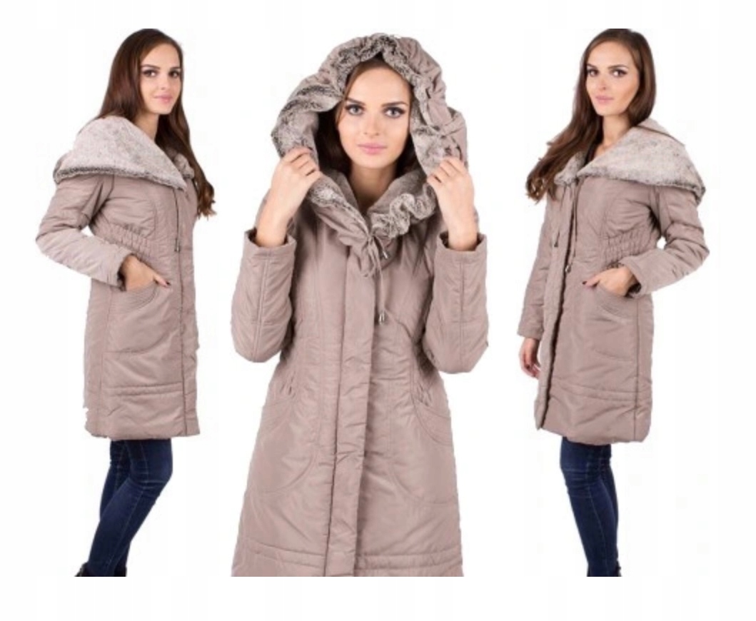 Plaszcz Damski Z Kapturem Plus Size Premium