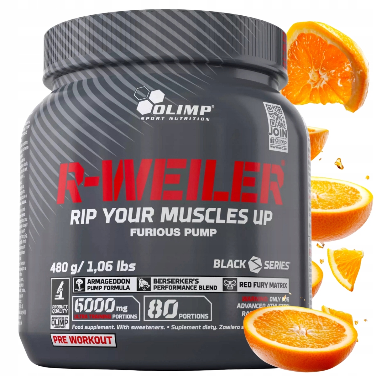 Olimp Redweiler R-weiler 480g Předtréninková Silná Aakg Pomeranč