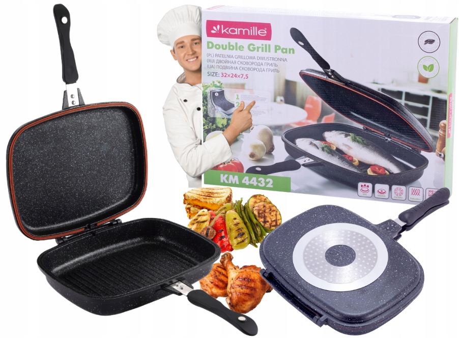 Patelnia Grillowa dwustronna Marmurowa Kamille